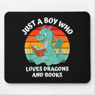 Mousepad Livros de Menino Ama Dragões Ilustração para Crian