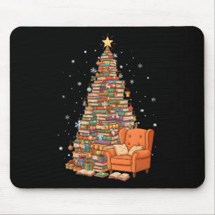 Mousepad Livros engraçados de Natal Árvore Amante de Livros