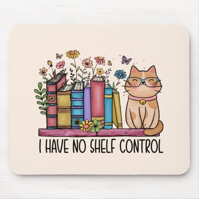Mousepad Livros Florais e Gatos (Frente)