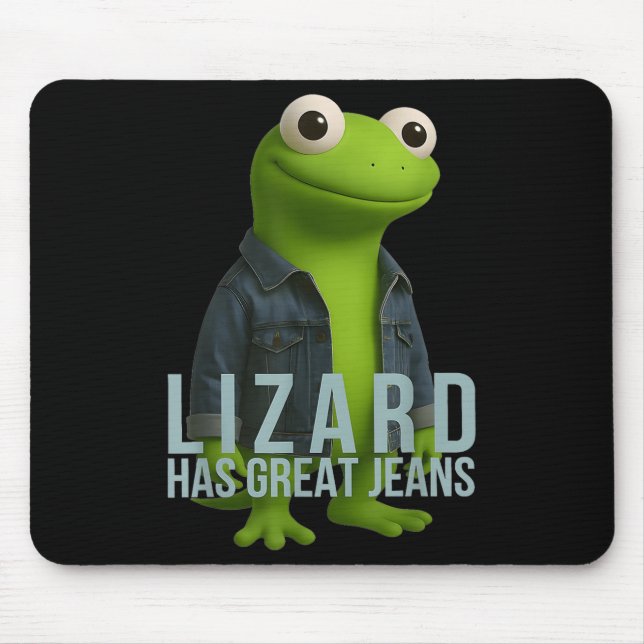 Mousepad Lizard Tem Jeans Excelentes Engraçados Retro Denim (Frente)
