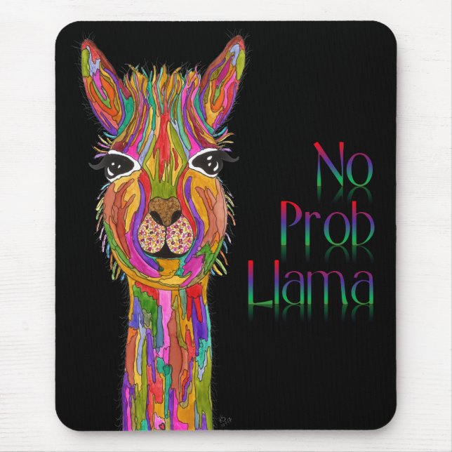 Mousepad Llama Mouse bonito e colorido (Frente)