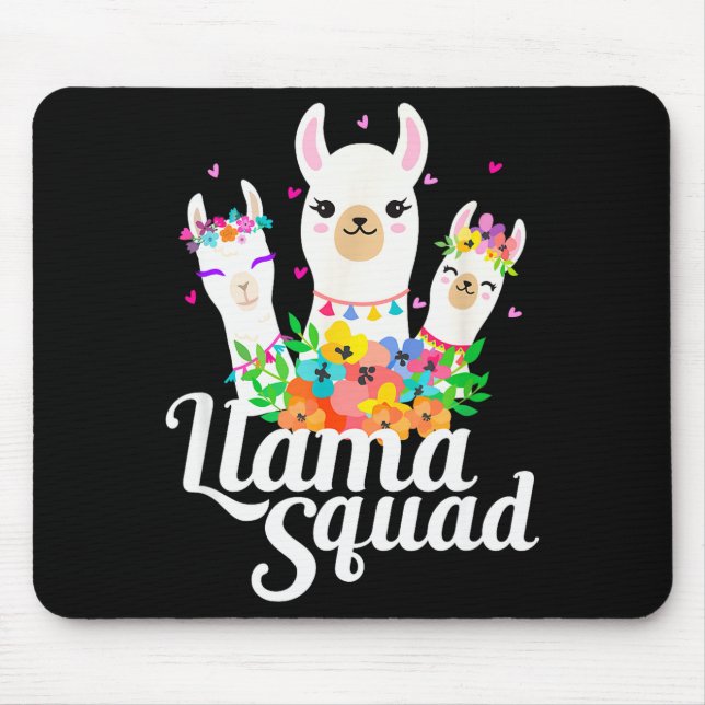 Mousepad Llama Squad Funny Cute Llama Matching  (Frente)