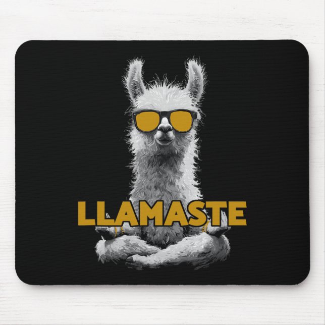 Mousepad Llamaste Yoga Llama Com Óculos De Sol  (Frente)