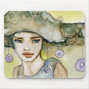 Mousepad llustration de uma menina bonita, delicada
