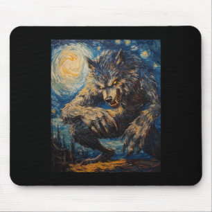 Mousepad Lobisomem Lobo - Estilo Van Gogh - Starry Nig