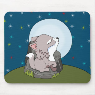 Mousepad Lobo Bebê Uivando Para a Lua