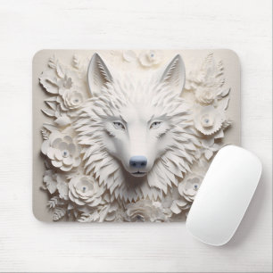 Mousepad Lobo Branco 3D