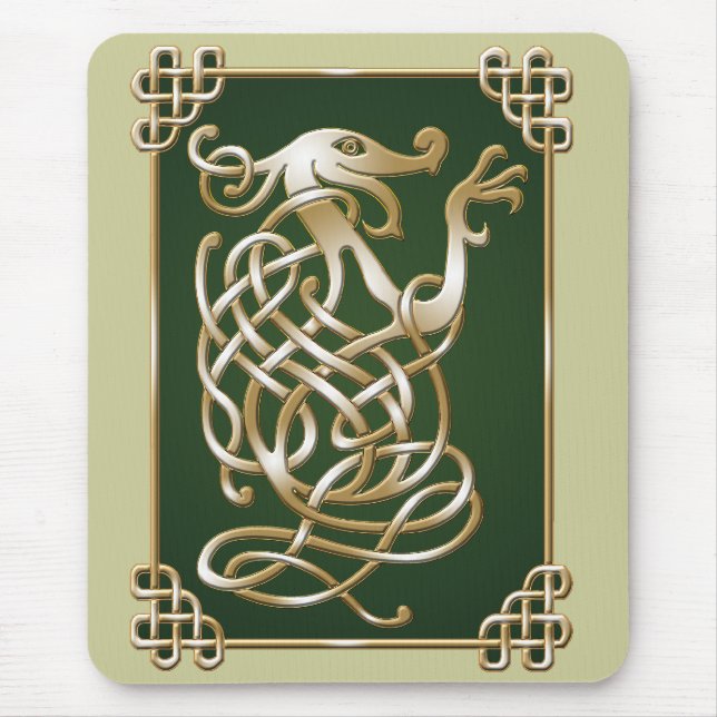 Mousepad Lobo Celta - Fundo Verde (Frente)