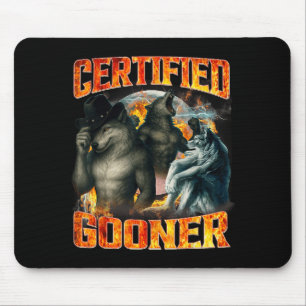 Mousepad Lobo Certificado Gooner Piada de Bootleg Engraçado