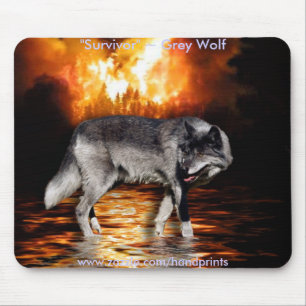 Mousepad Lobo cinzento & incêndio florestal