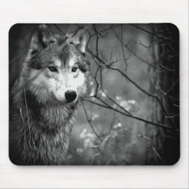 Mousepad Lobo cinzento - preto e branco