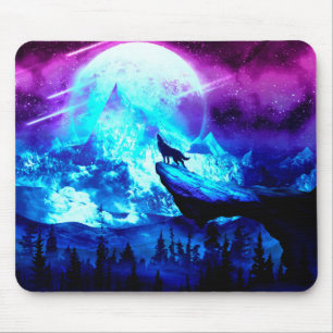 Mousepad Lobo colorido uivando