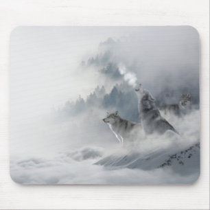 Mousepad Lobo da Neve Vida Selvagem de Inverno