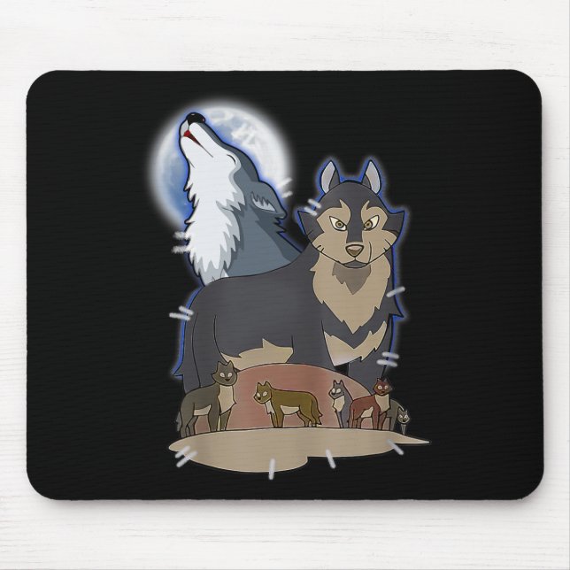 Mousepad Lobo de Hunter na Cinza da Lua Lobo caçando anima- (Frente)