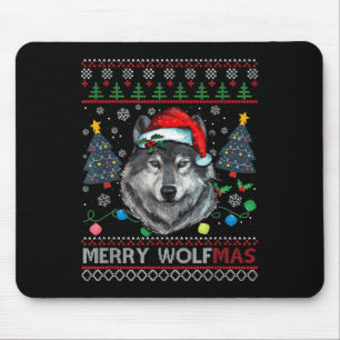 Mousepad Lobo Feliz Natal Lobo Suéter Feio Fu