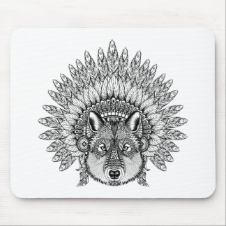 Mousepad Lobo inspirado na capota emplumada da guerra
