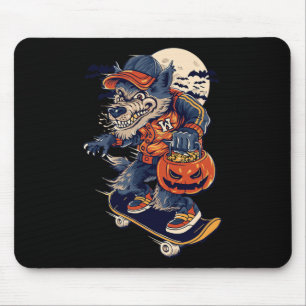 Mousepad Lobo Legal de Skate Carregando uma Abóbora de Hall