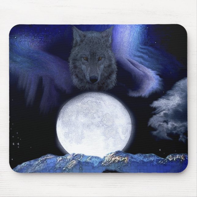 Mousepad Lobo, Lua e Montanhas (Frente)