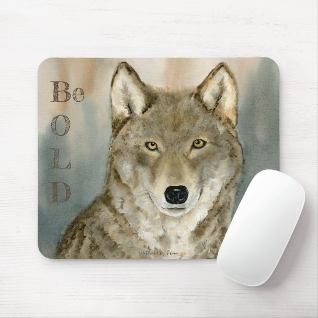 Mousepad Lobo na Aquarela Mist (Com mouse)