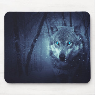 Mousepad Lobo na madeira
