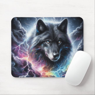 Mousepad Lobo Negro com Relâmpago