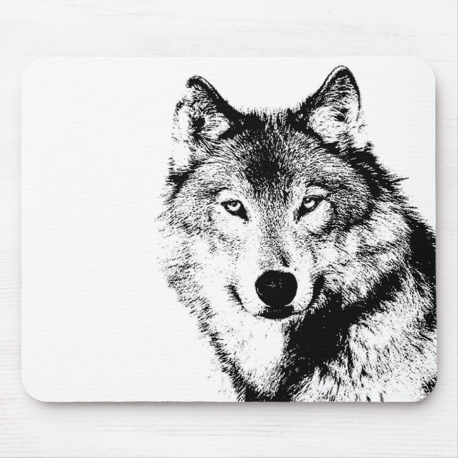 Mousepad Lobo Negro e Branco (Frente)