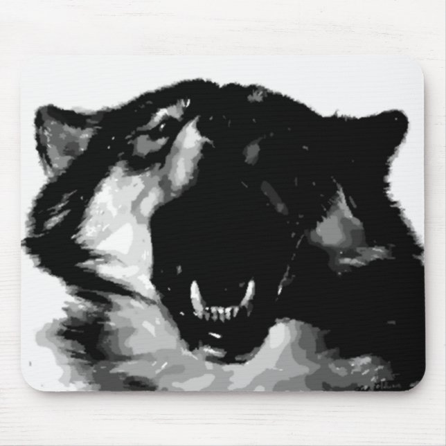 Mousepad Lobo Negro e Branco (Frente)