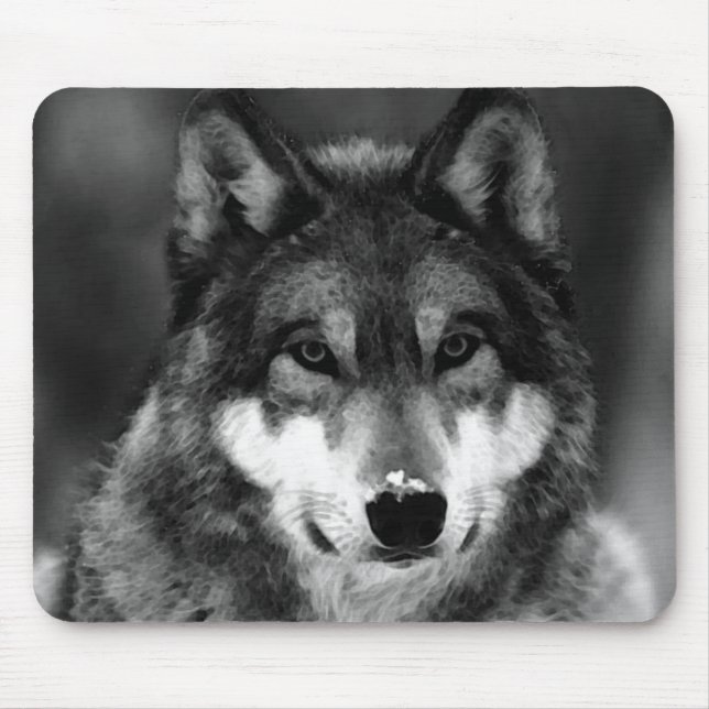 Mousepad Lobo Negro e Branco (Frente)