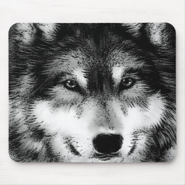 Mousepad Lobo Negro e Branco (Frente)
