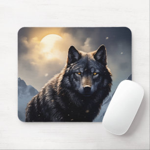 Mousepad Lobo Negro nas Montanhas Snowy