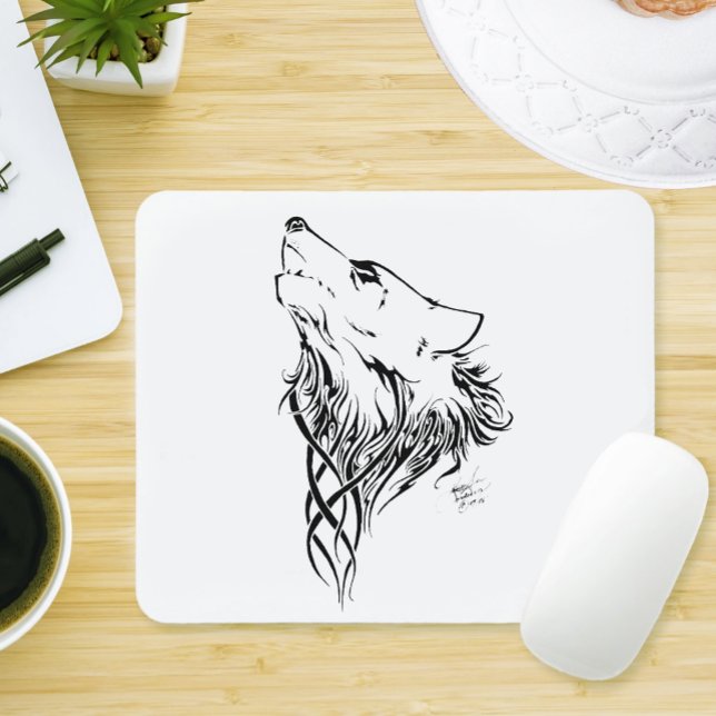 Mousepad Lobo Negro Tribal Howl (Criador carregado)