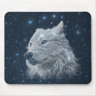 Mousepad Lobo no céu nocturno estrelado