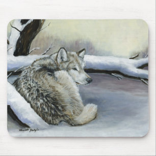 Mousepad Lobo no tapete do rato da arte da neve