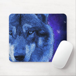 Mousepad Lobo numa noite azul clara