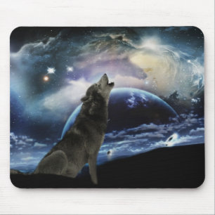 Mousepad Lobo que urra na lua