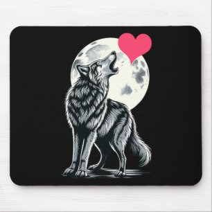 Mousepad Lobo Segurando Coração Dia dos Namorados Lobos Fof