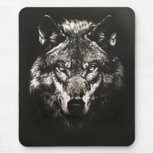 Mousepad Lobo Selvagem Monocromático Majestoso