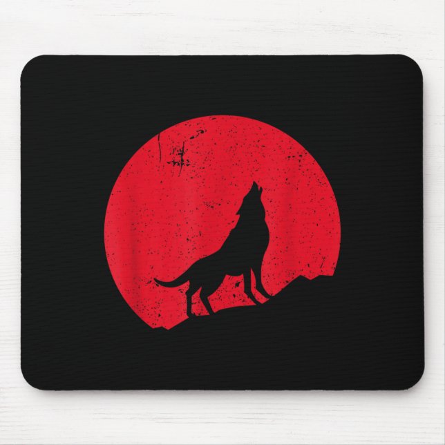 Mousepad Lobo uivando lua lobos assustadores noite hallowee (Frente)
