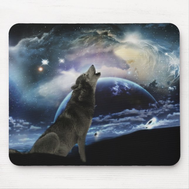 Mousepad Lobo uivando na lua (Frente)