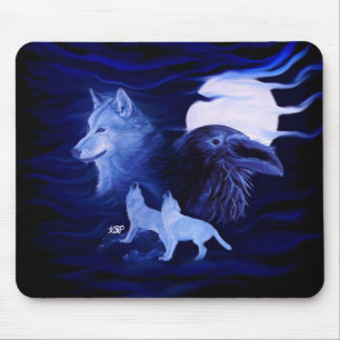Mousepad Lobos e Raven com lua de cheio