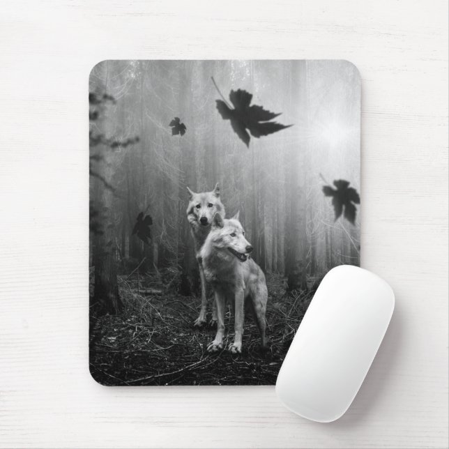 Mousepad Lobos Maravilhosos, negros e brancos, nos deixam s (Com mouse)