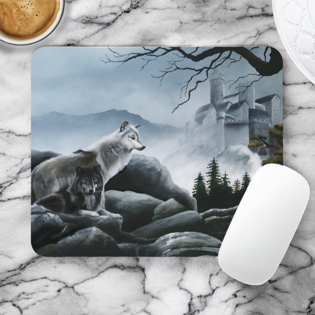 Mousepad Lobos Místicos Guardam o Castelo da Fantasia Vida  (Criador carregado)