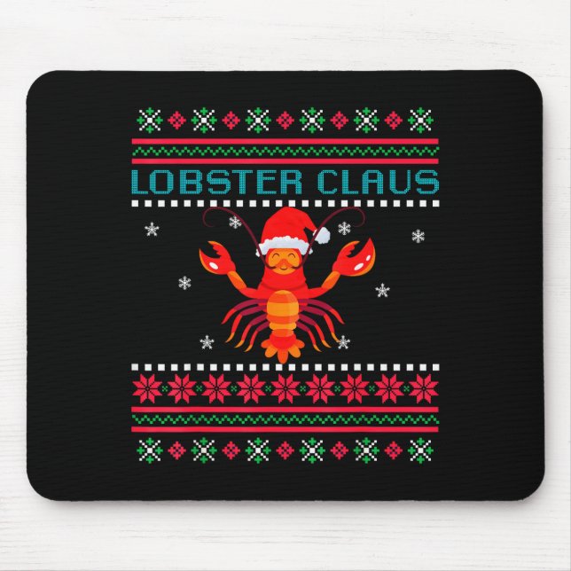 Mousepad Lobster Claus Ugly Sweater For Lobster Lovers On C (Frente)