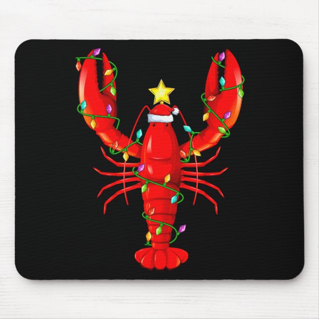 Mousepad Lobster Lighting Xmas Tree Matching Lobster Christ (Frente)
