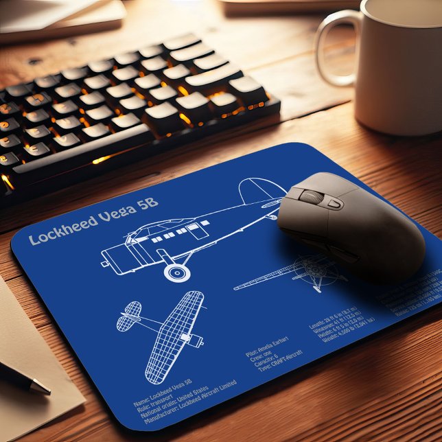 Mousepad Lockheed Vega 5B - Planos de avião AD (Criador carregado)