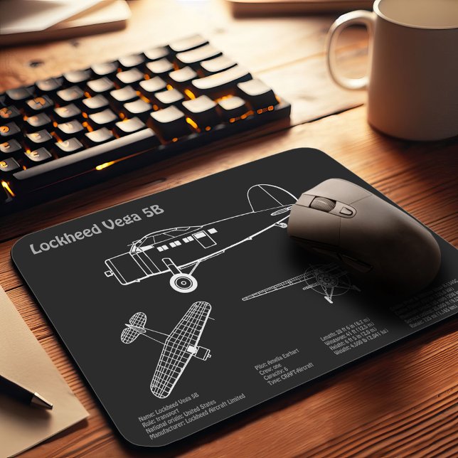 Mousepad Lockheed Vega 5B - Planos de avião PD (Criador carregado)