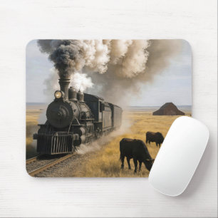 Mousepad Locomotiva Antiga em Trens das Grandes Planícies d