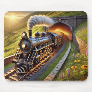 Mousepad Locomotiva Vintage com Motor a Vapor Através de um