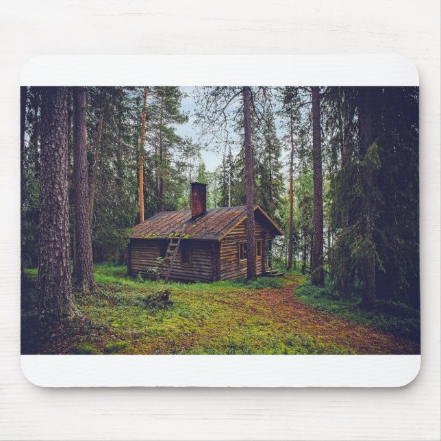 Mousepad Log Cabin Cottage House Home Finland Landscape (Frente)