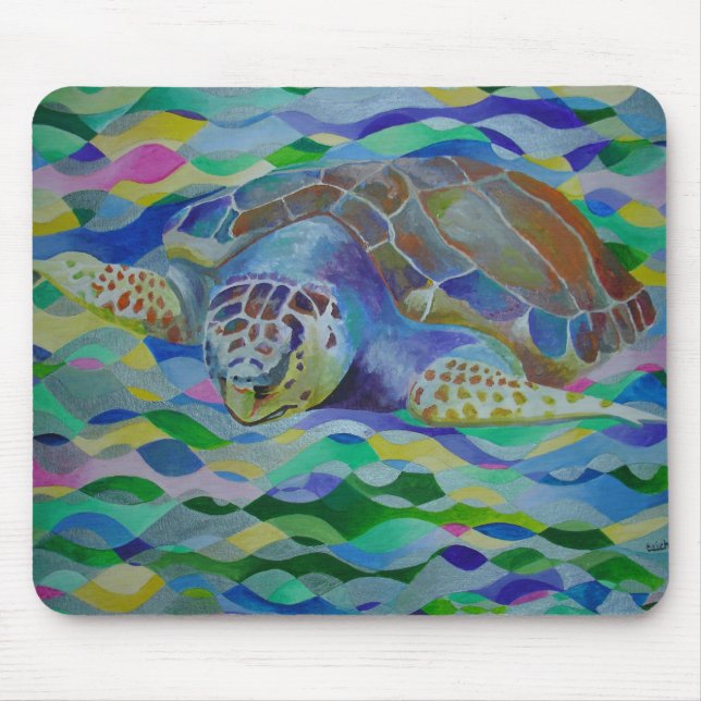 Mousepad Loggerhead Turtle Colorida Art (Frente)